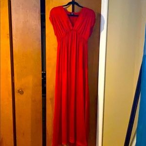 Silky Long Red Dress
